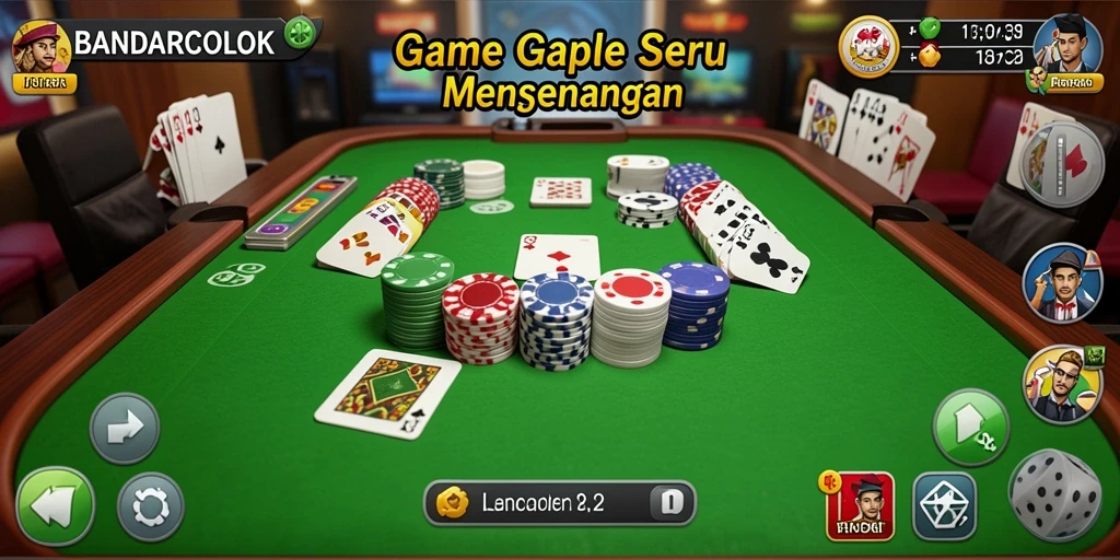 Tampilan screenshot menunjukkan action permainan Gaple yang seru.