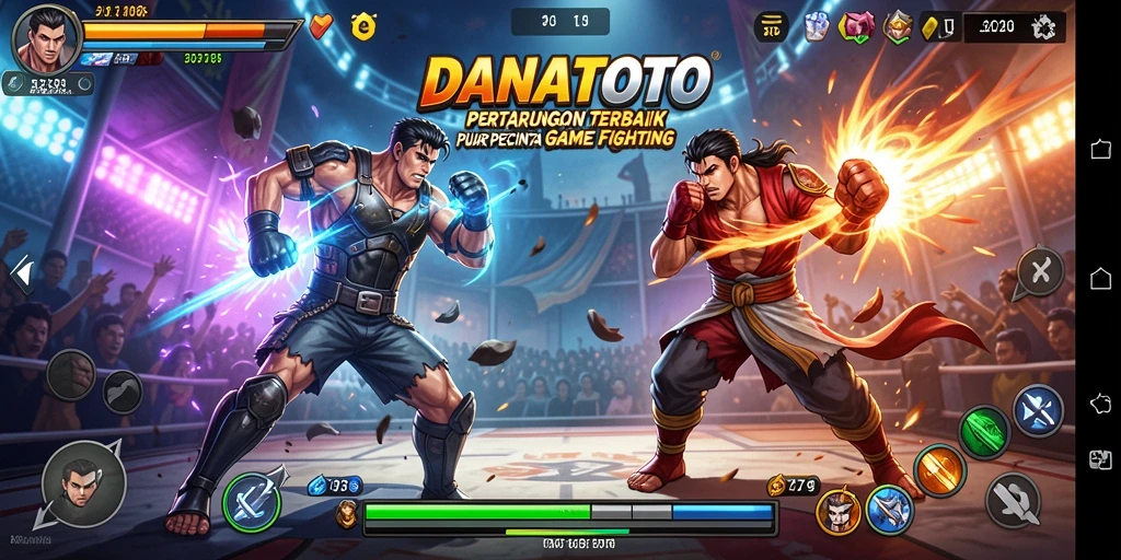 Tampilan gameplay seru dari DANATOTO dengan pertarungan mendebarkan.