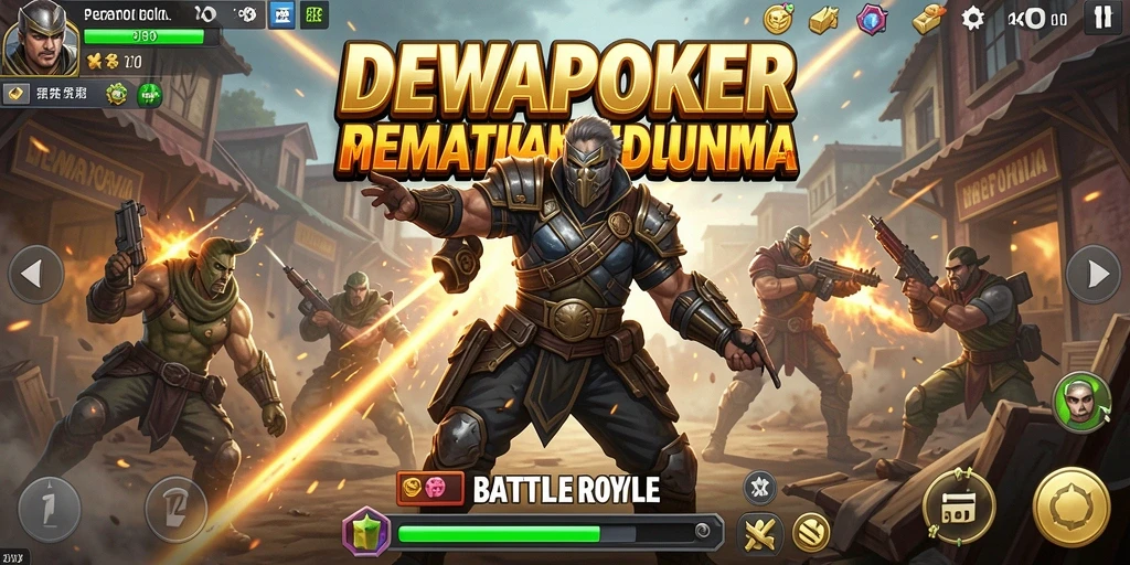 Tampilan layar permainan DEWAPOKER yang menegangkan di arena Battle Royale.