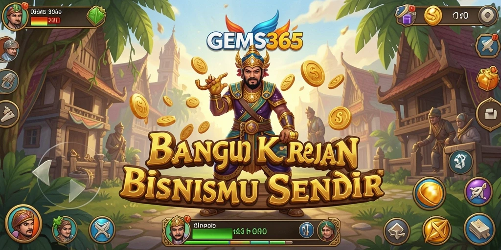 Tangkapan layar gameplay GEMS365 menampilkan pengelolaan bisnis yang menarik.