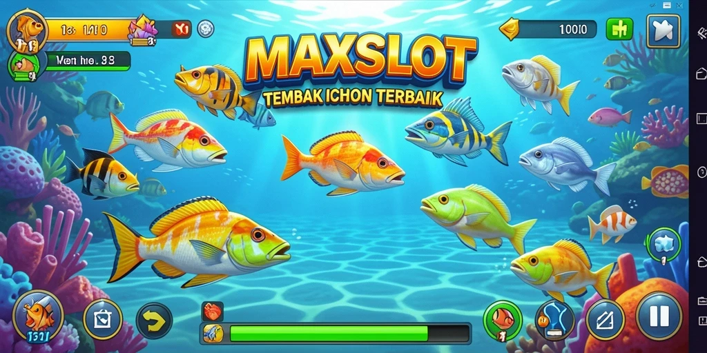 Tampilan gameplay seru MAXSLOT dengan aksi Tembak Ikan.