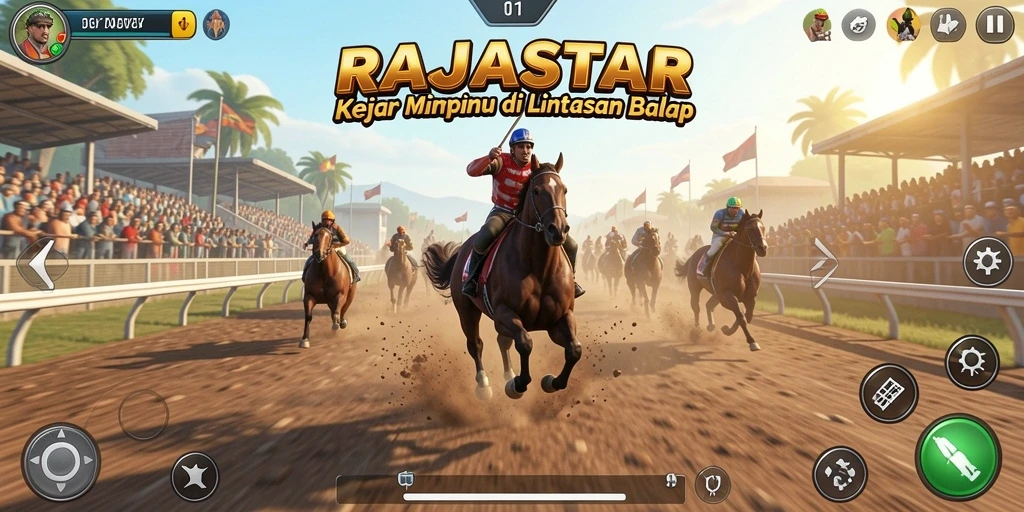Tampilan seru dari gameplay RAJASTAR yang penuh aksi balapan.