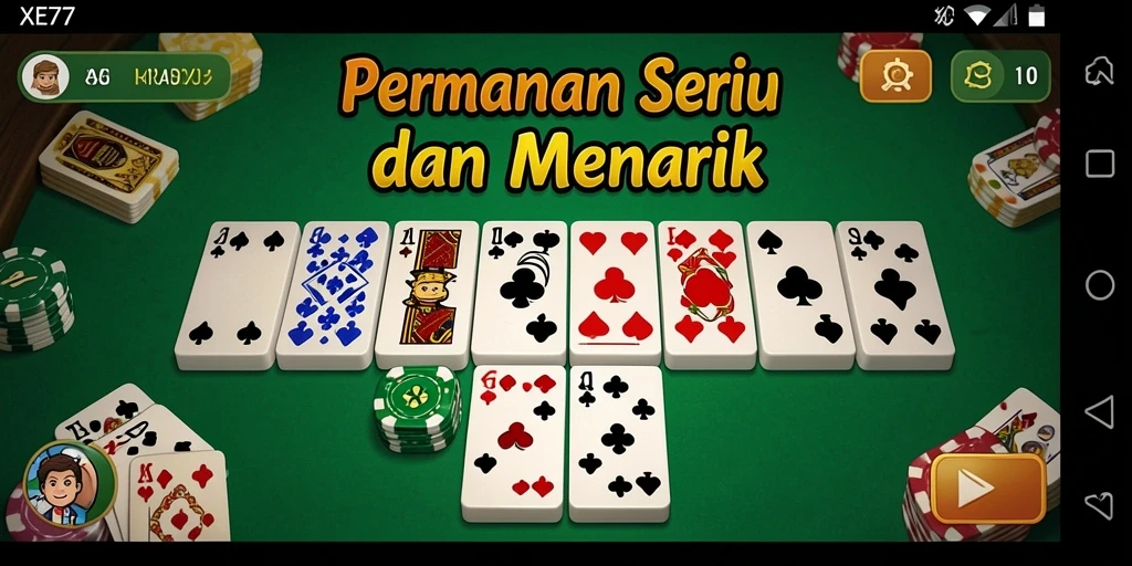 Tampilan menarik dari gameplay domino XE77 dengan pemain yang bersaing.